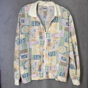 Vintage Teddi Floral Patchwork Bomber Jacket Womens Large Pastel Zip Up
